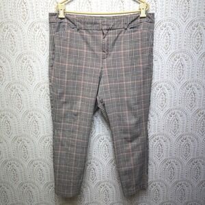 Old Navy Pixie Pants Women 16 Pink Plaid High Rise Secret Slim Ankle Trousers